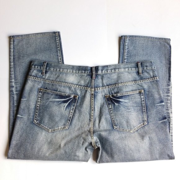 Maxi Milian Blue Distressed Faded Straight Leg Jeans Size 46 - Picture 8 of 10